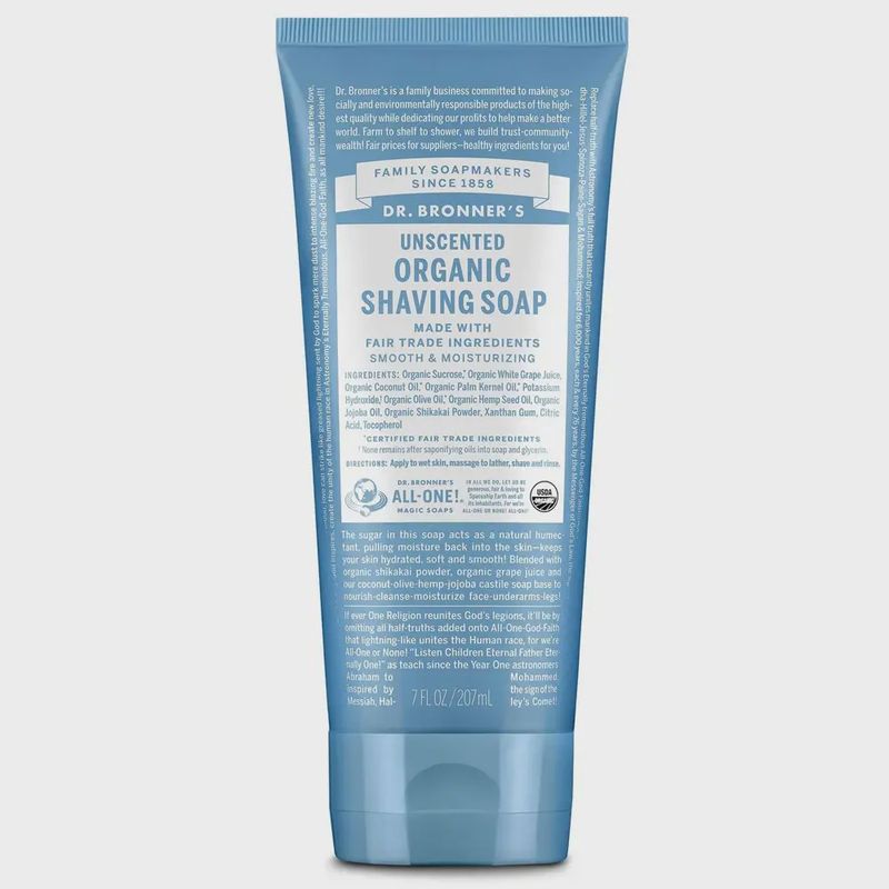 Dr Bronners Baby Unscented Shaving Soap - 207ml