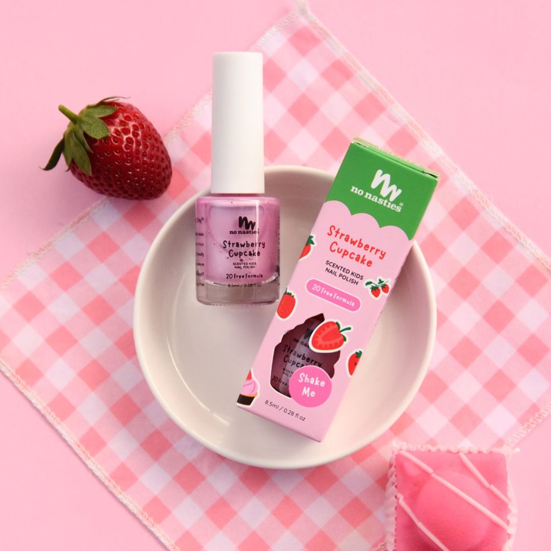 Water Based Scented Scratch Off Kids Nail Polish - 20 FREE, Scent &amp; Colour: Strawberry Cupcake - Pastel Pink