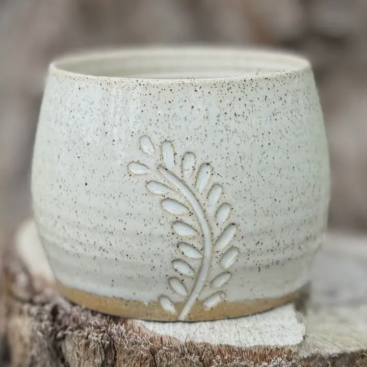 Hand Carved Flower Hug Mug