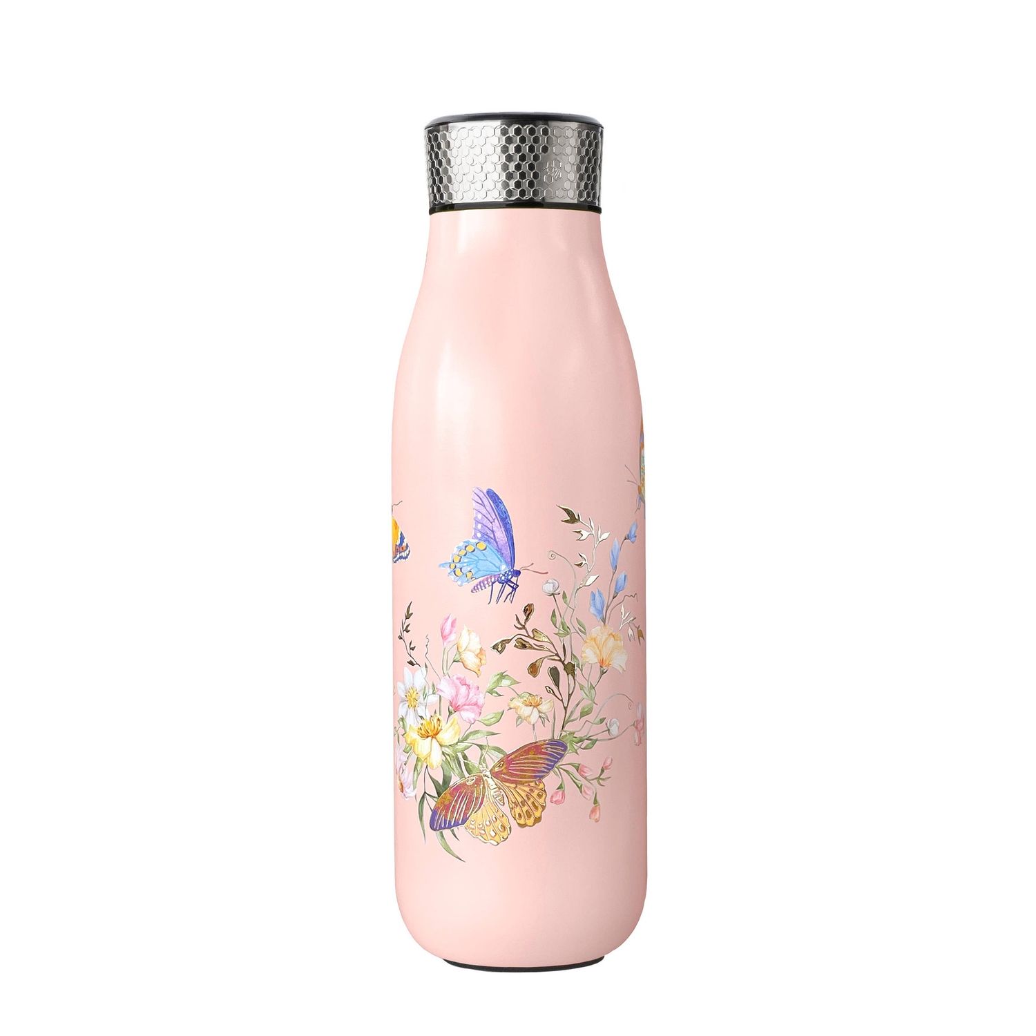 Thermal Tea Flask - 500ml/17oz - Butterfly, Color: Pink