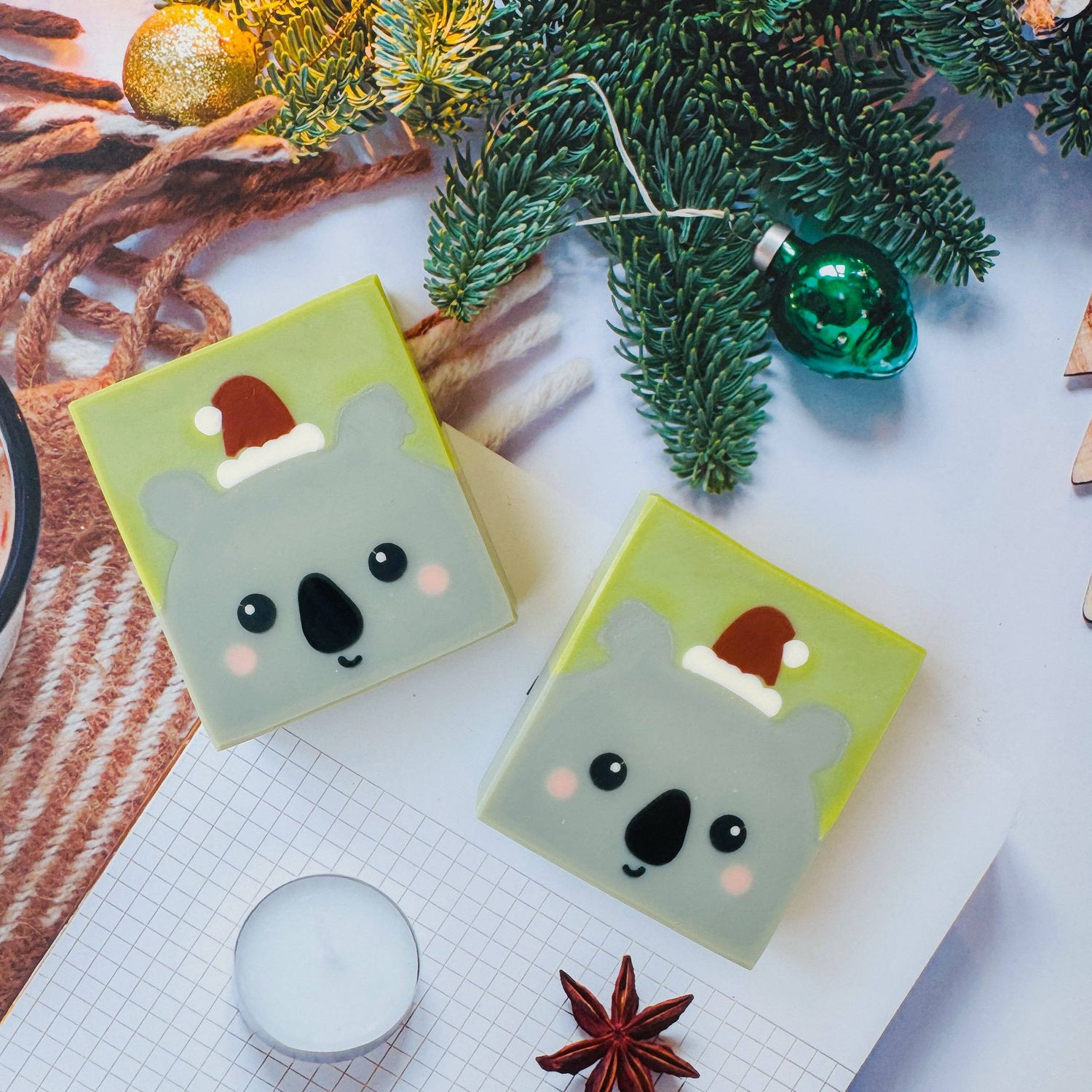 Handmade Artisan Christmas Soap | Santa Koala  | Eucalyptus  &amp; Spearmint Scent