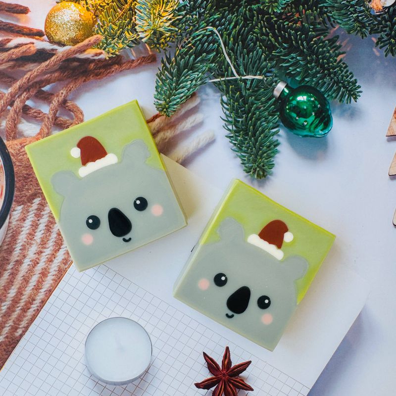 Handmade Artisan Christmas Soap | Santa Koala  | Eucalyptus  &amp; Spearmint Scent
