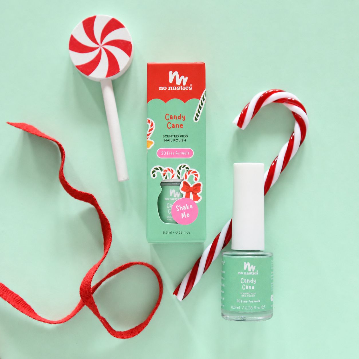 Candy Cane Water Based Scented Scratch Off Kids Nail Polish