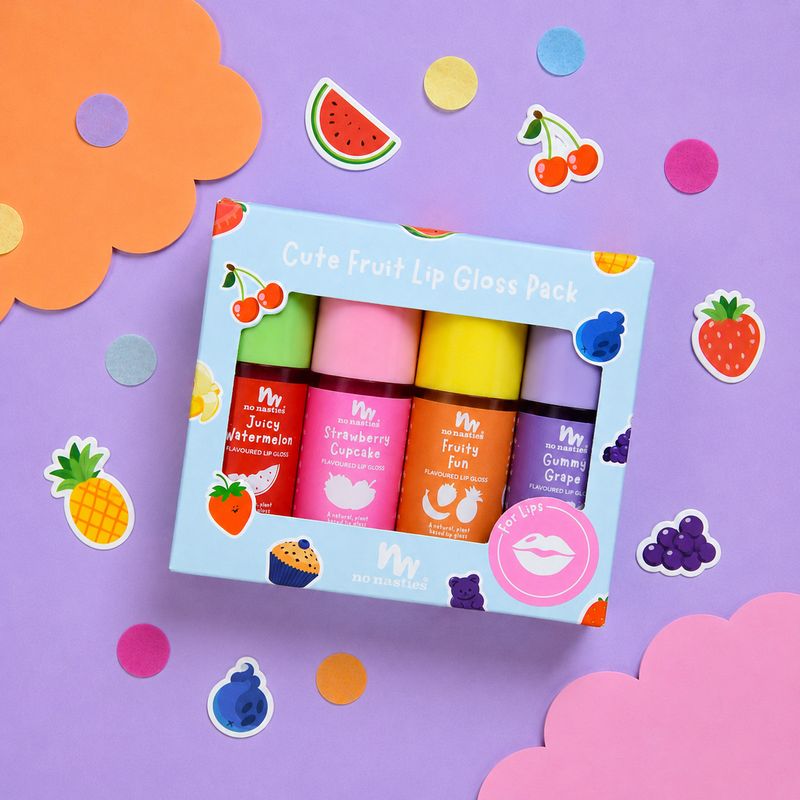 Cute Fruit Natural Kids Lip Gloss Gift Set