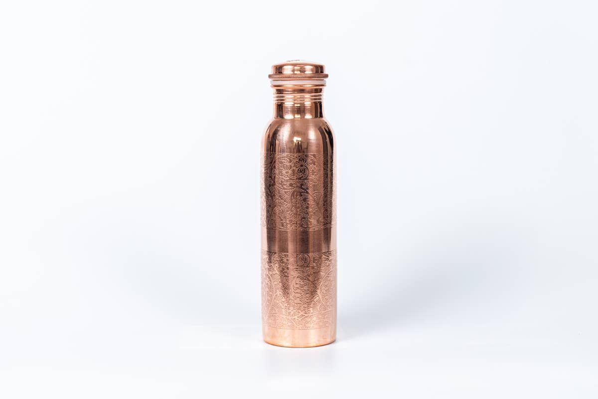 Mesmerise Copper Water Bottle | Hand-Carved Design | 950ml