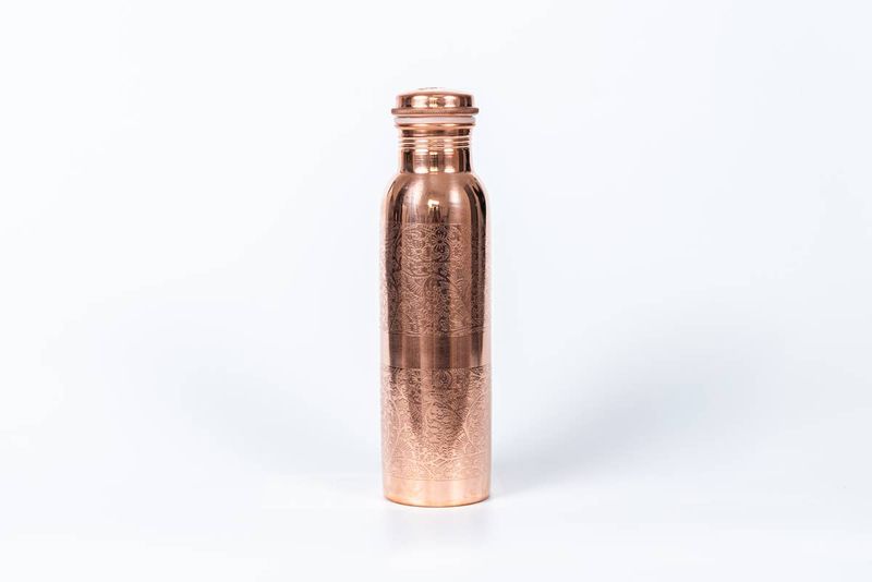 Mesmerise Copper Water Bottle | Hand-Carved Design | 950ml
