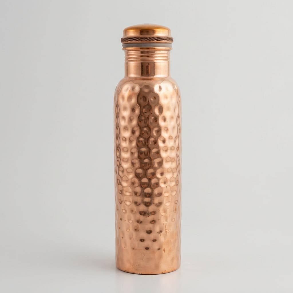 Traditional Hammered Dimple Copper Water Bottle |  950ml