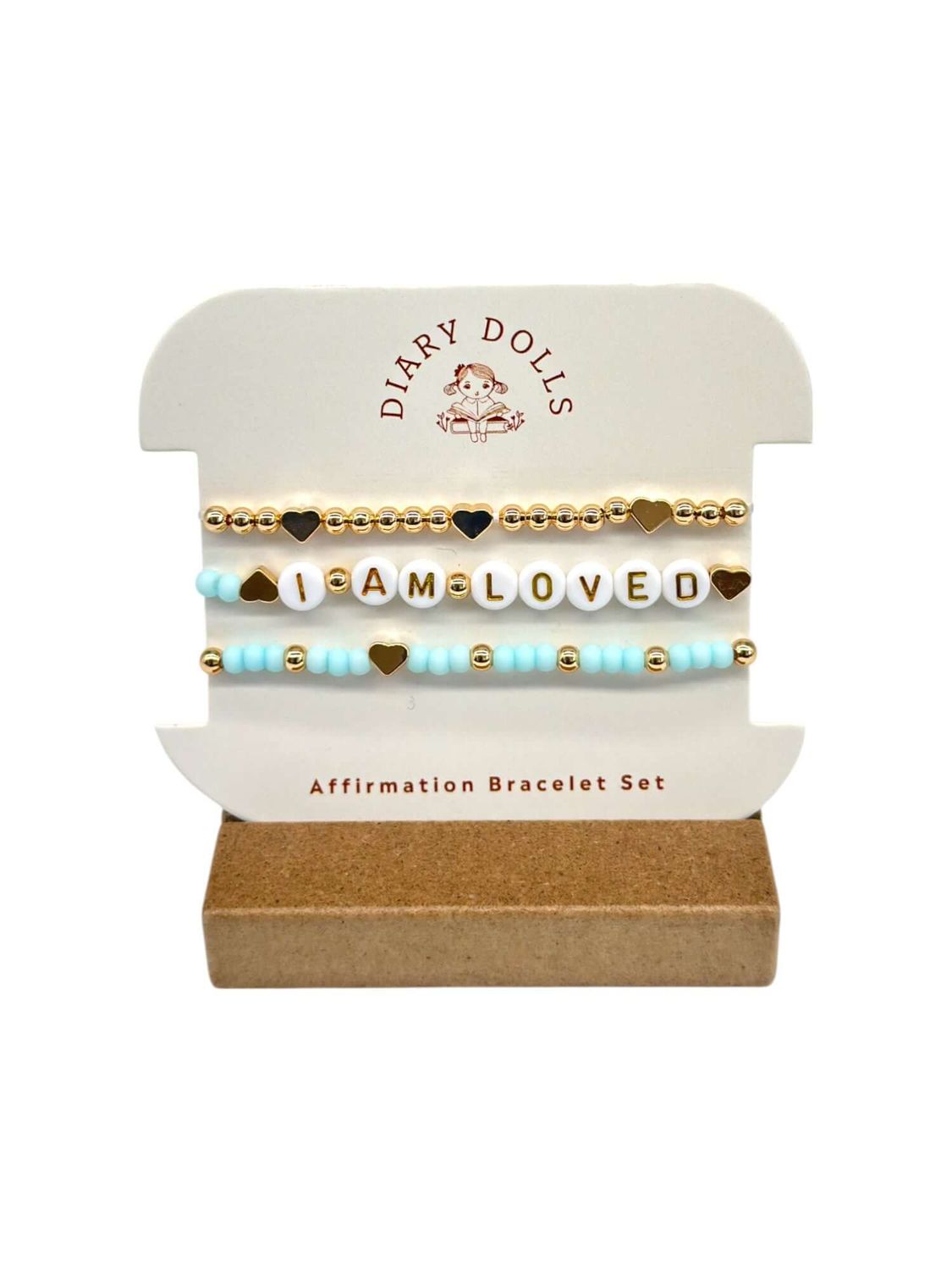 Kids Positive Affirmation Bracelet Sets, Affirmation Options: I AM LOVED