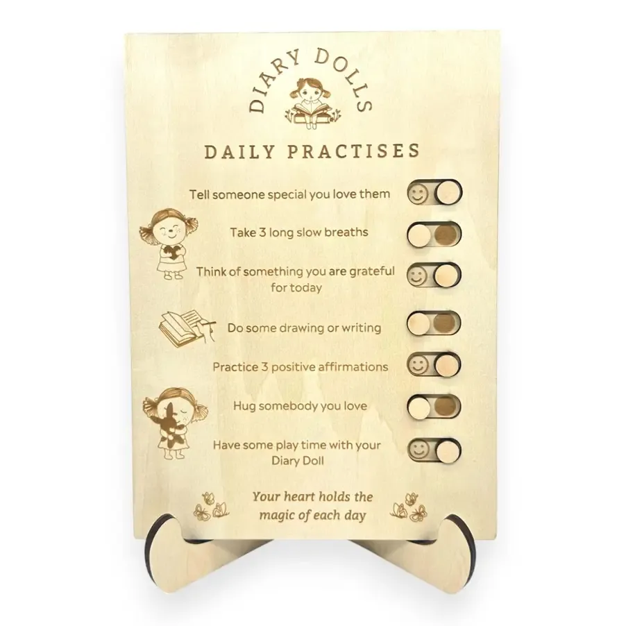 Daily Practises Board - Wooden Kids Routine &amp; Habit
