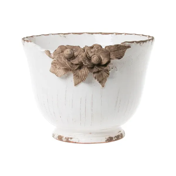 Rustic Garden White Planter W/Flowers