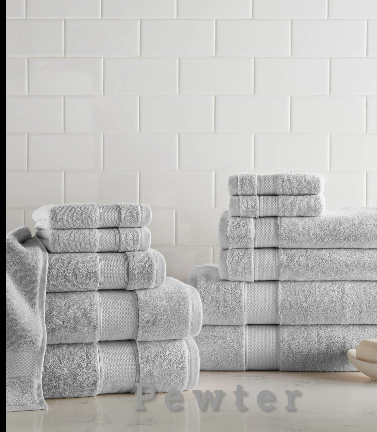Diamond Towel Bundle - 12 pc Bath Set Pewter