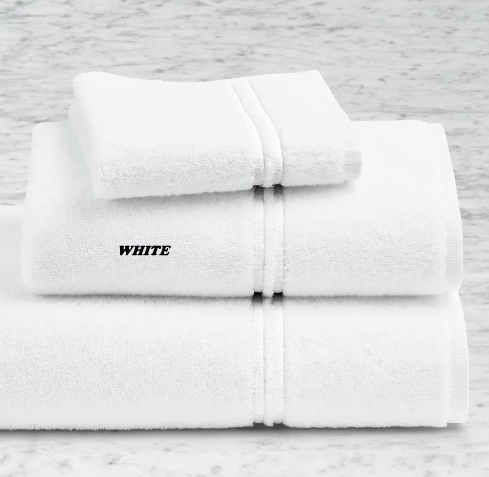 Hotel Satin Stitch Turkish Cotton Towel Set - White