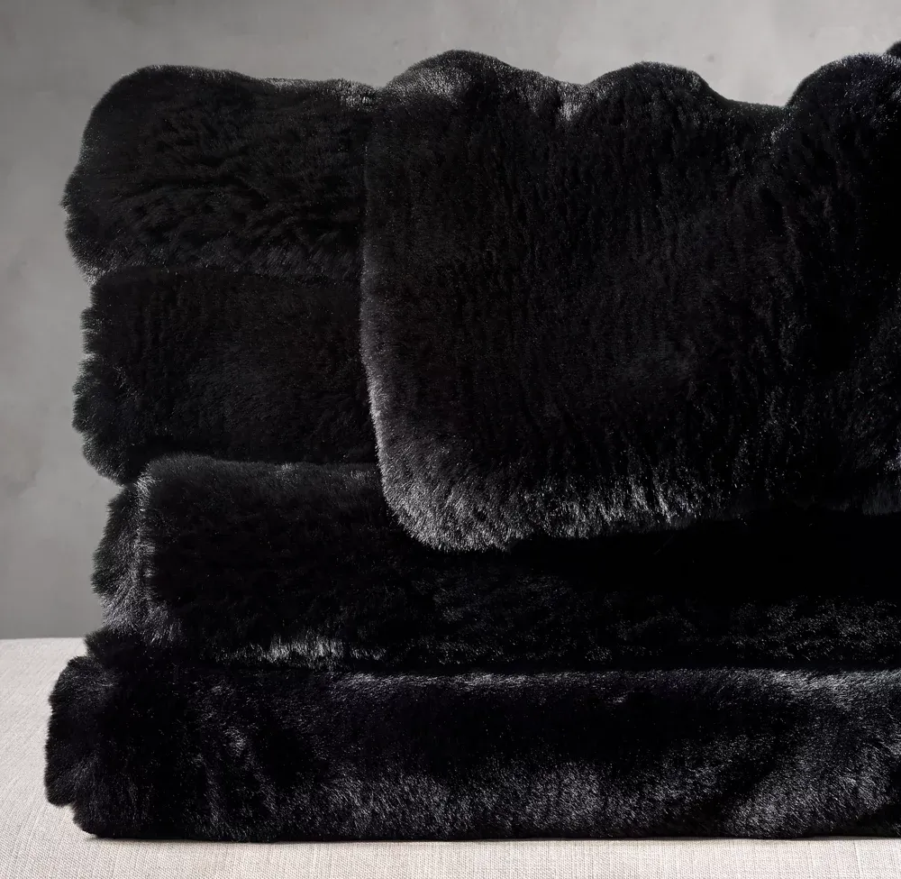 Lapin Ultra-Fine Faux Fur Throw - Black