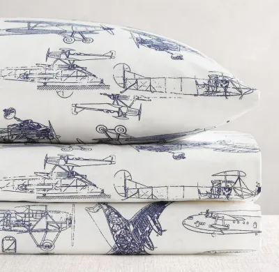 Vintage Airplane Blueprint Toddler Pillowcase