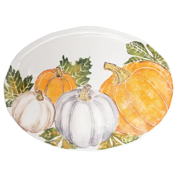 Pumpkins Large Oval Platter w Assorted Pumpkins