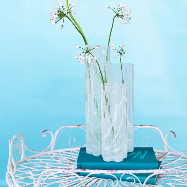 Flora Glass White Vase -  A sophisticated trio of vases fused together