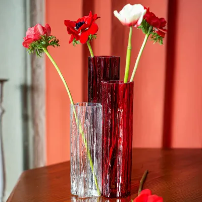 Flora Glass Red Vase -  A sophisticated trio of vases fused together