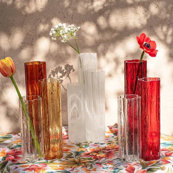 Flora Glass Amber Vase - A sophisticated trio of vases fused together