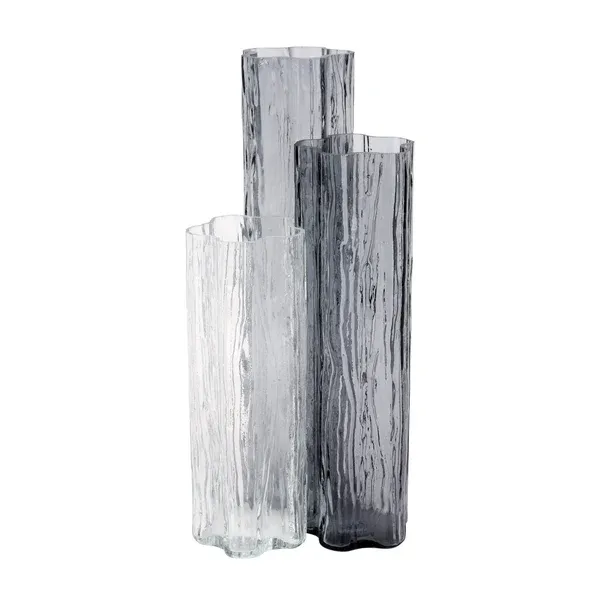 Flora Glass Gray Vase - A sophisticated trio of vases fused together