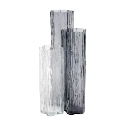 Flora Glass Gray Vase - A sophisticated trio of vases fused together