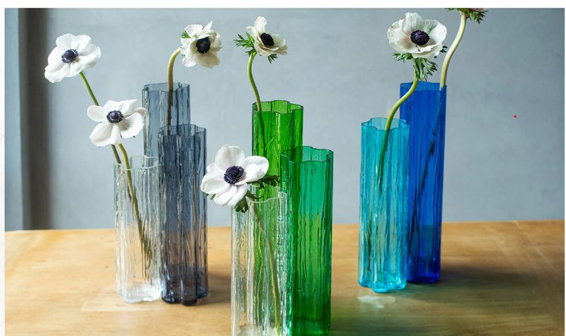 Flora Glass Blue Vase - A trio of vases designed