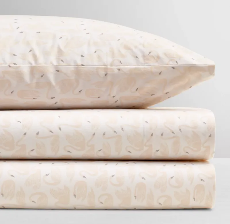 Swan Print Organic Cotton Sheet Set
