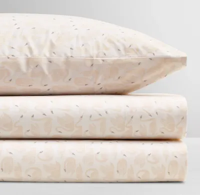 Swan Print Organic Cotton Pillowcase