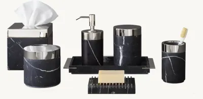 Black Marquina Marble and Metal Bath Accessories Set - Get a Quote