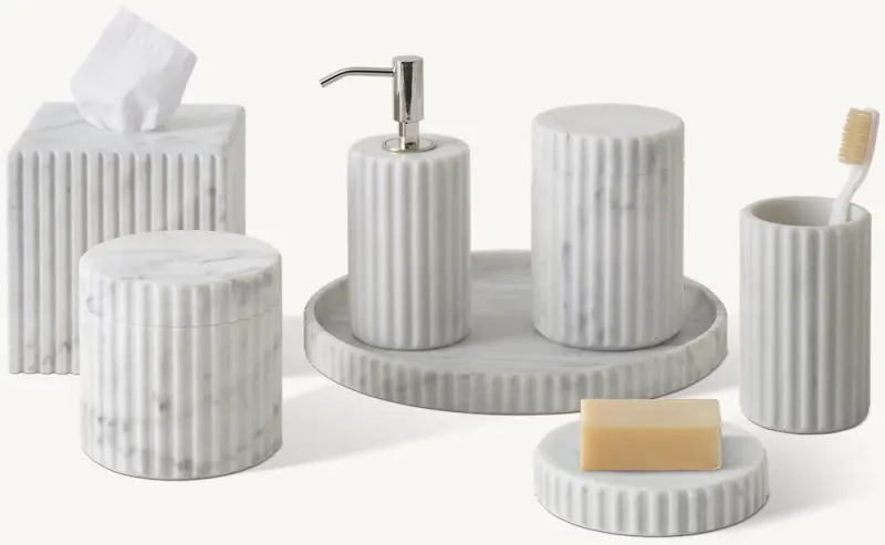 Italian Carrara Fluted Marble Bath Accessories - Get A Quote
