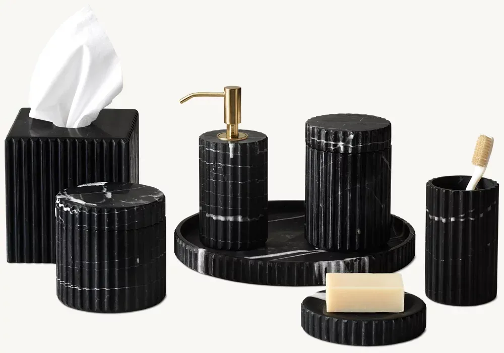 Black Marquina Fluted Marble Bath Accessories - Get A Quote