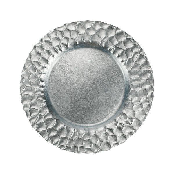 Rufolo Glass Platinum Honeycomb Service PlateCharger