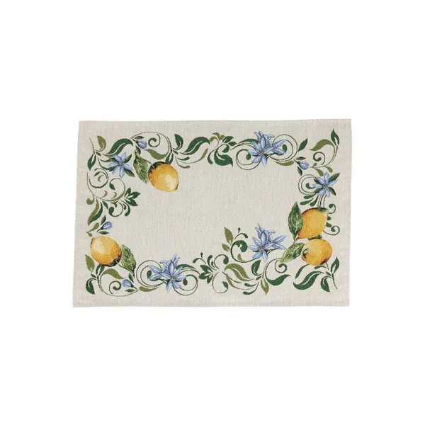 Tavola Lemons Placemats with Blue Flowers - Set of 4