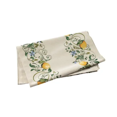 Tavola Lemons Runner with Blue Flowers