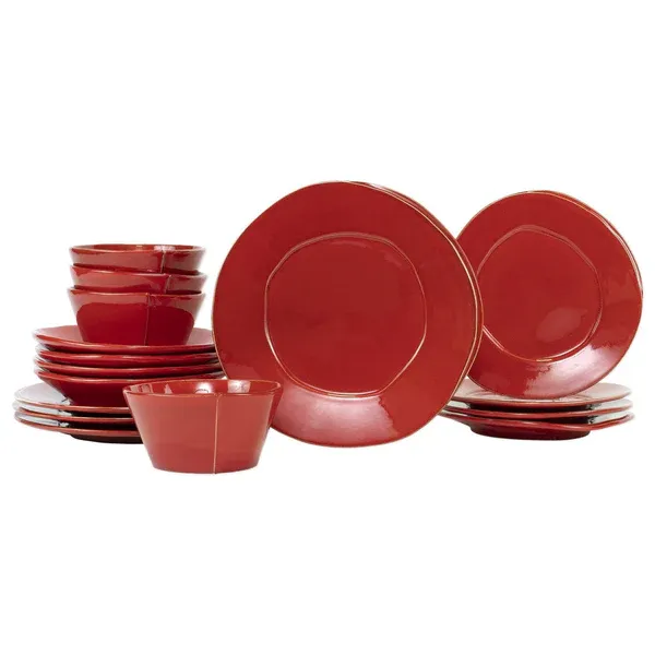 Lastra Red Sixteen-Piece Place Setting