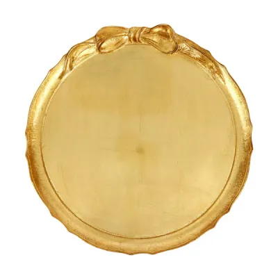 Florentine Wooden Accessories Gold Bow Round Tray
