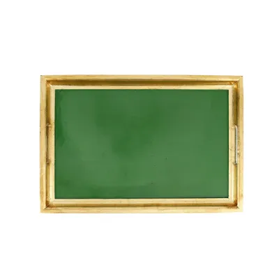 Florentine Wooden Accessories Green &amp; Gold Medium Rectangular Tray