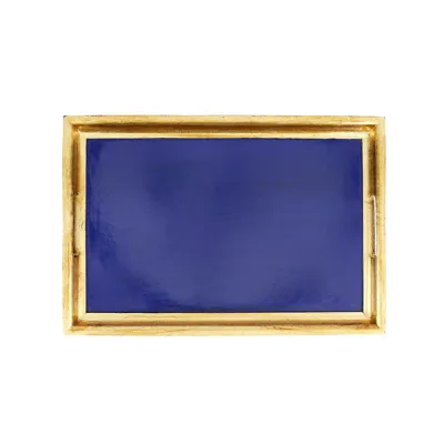 Florentine Wooden Accessories Cobalt &amp; Gold Medium Rectangular Tray