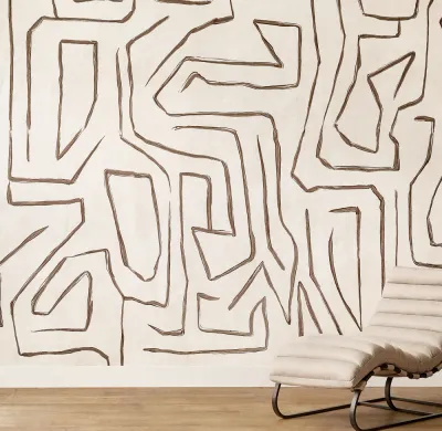 Abstract Maze Wallpaper - Natural/Bronze - Get a Quote
