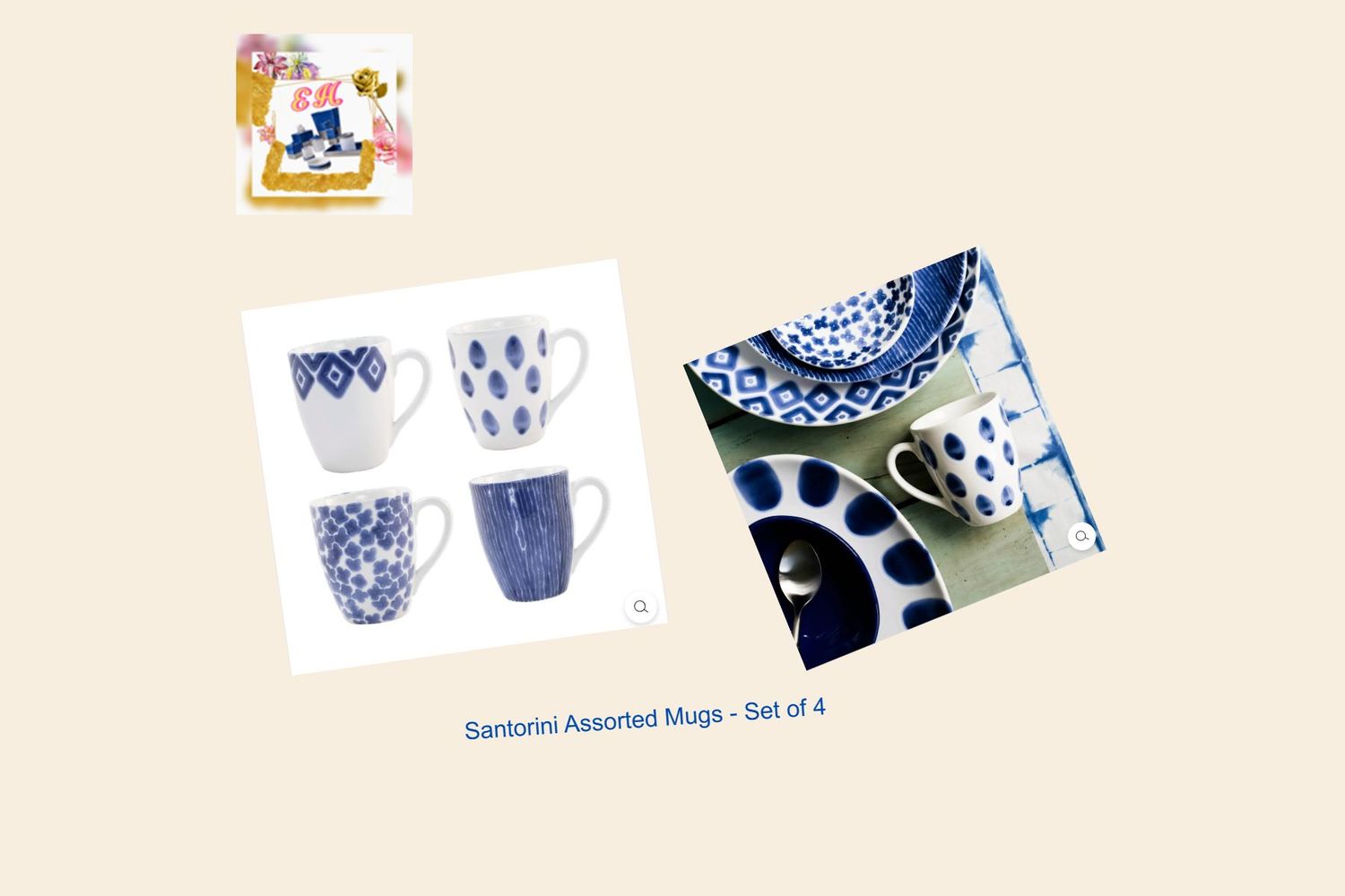 Santorini Assorted Mugs - Set of 4