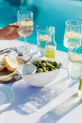 Lastra White Two-Part Olive Bowl