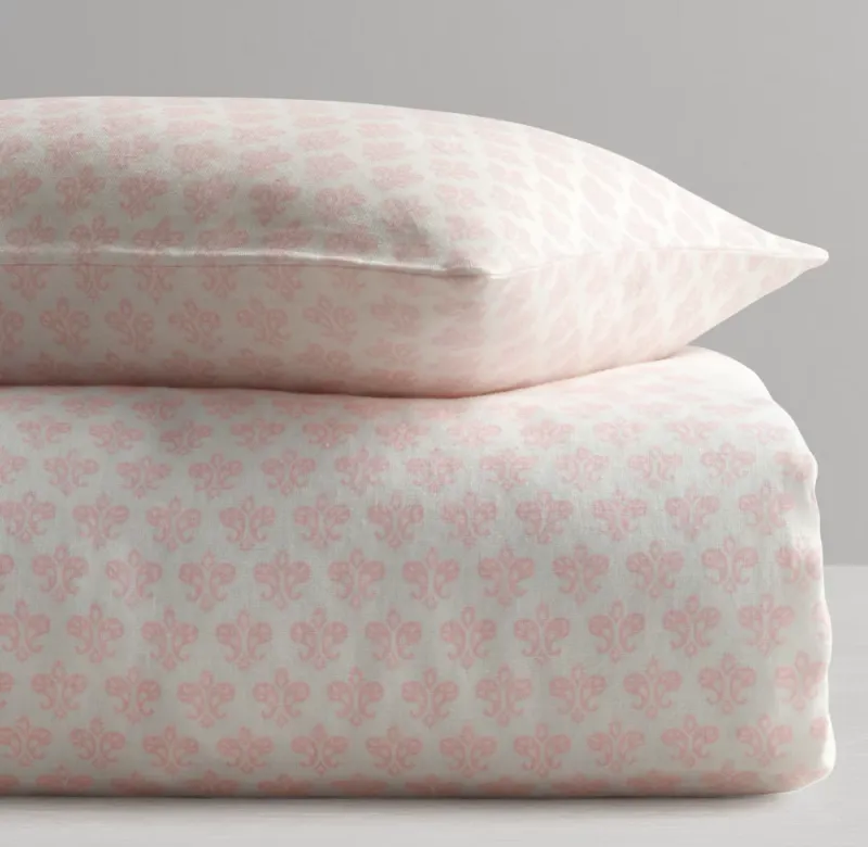Washed Organic Linen Paisley Print Toddler Duvet Cover
