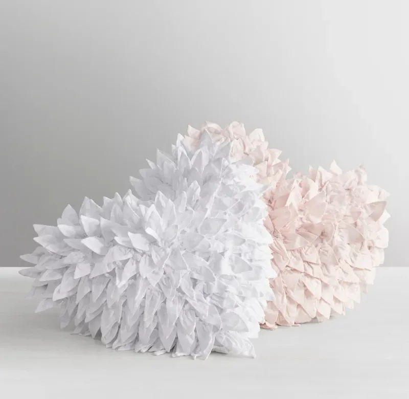 Washed Appliquéd Fleur Heart Decorative Pillow