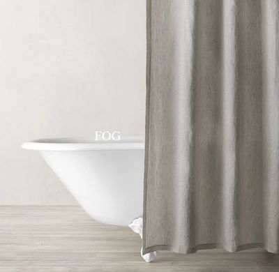 Italian Heritage Washed Linen Shower Curtain - Fog / Graphite