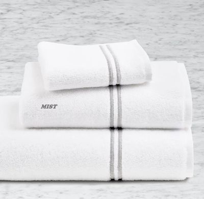 Hotel Satin Stitch Turkish Cotton Towel Set - Mist