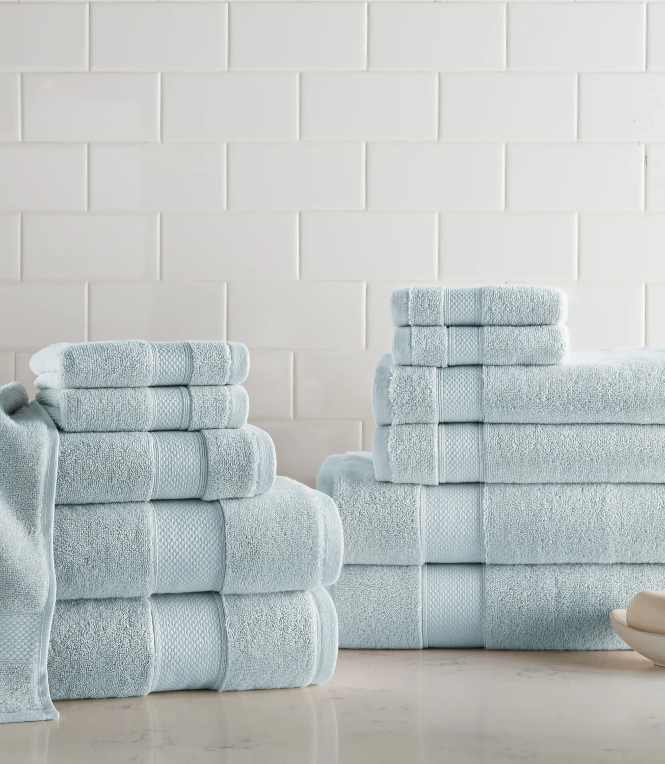 Diamond Towel Bundle - 12 pc Bath Set - Glacier