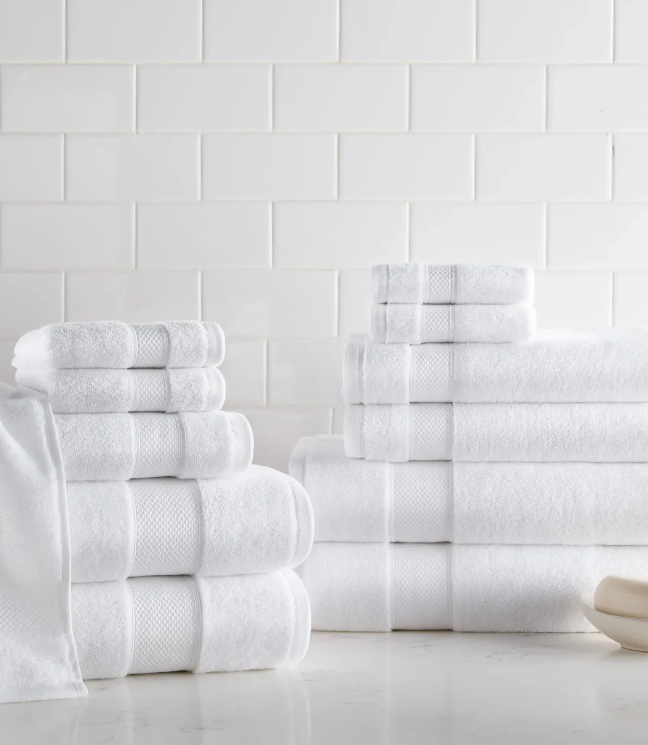 Diamond Towel Bundle - 12 pc Bath Set - White