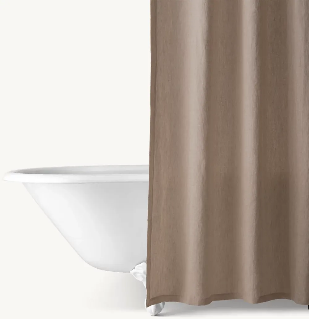 Italian Heritage Washed Linen Shower Curtain- Latte / Mochaccino