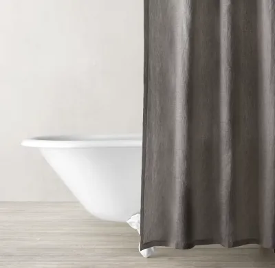 Italian Heritage Washed Linen Shower Curtain-Indigo / Mist