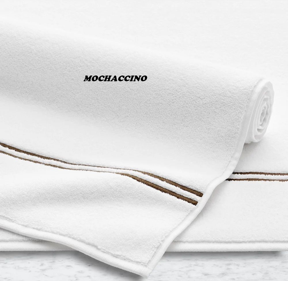 Hotel Satin Stitch Turkish Cotton Bath Mat -Mochaccino / Mist
