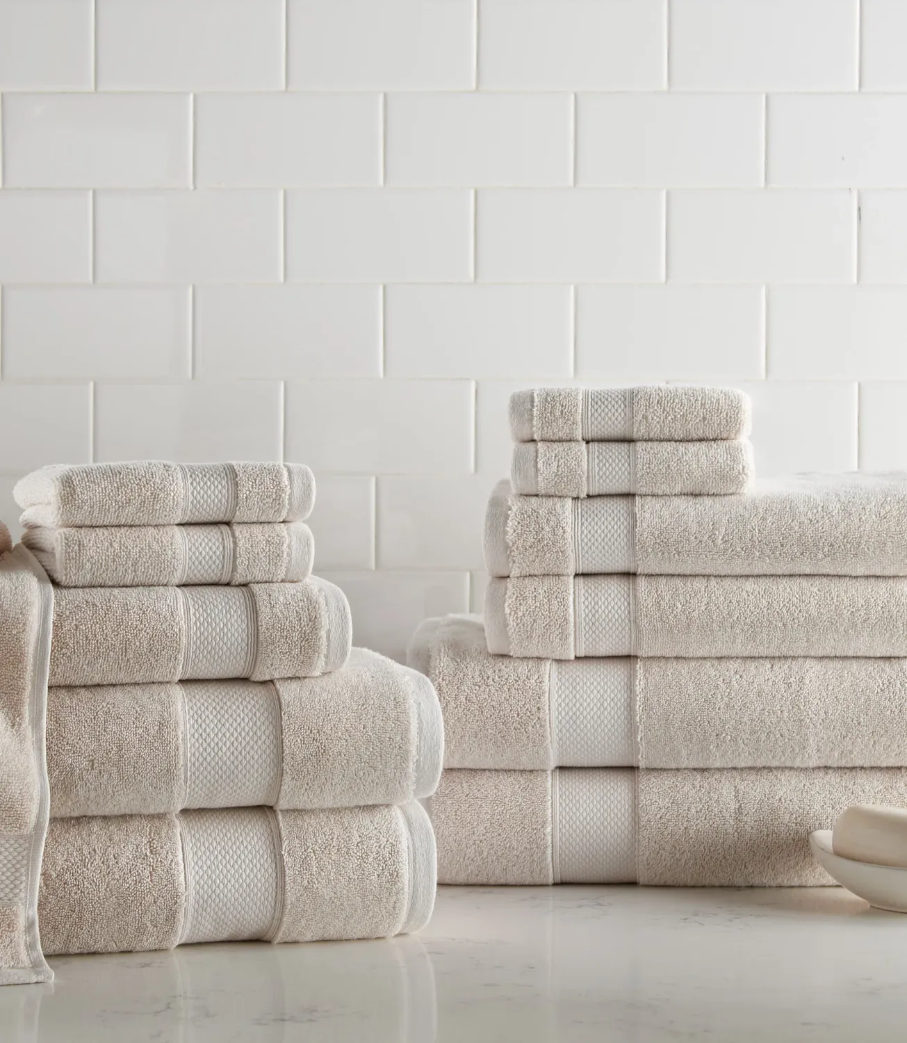 Diamond Towel Bundle - 12 pc Bath Set - Linen